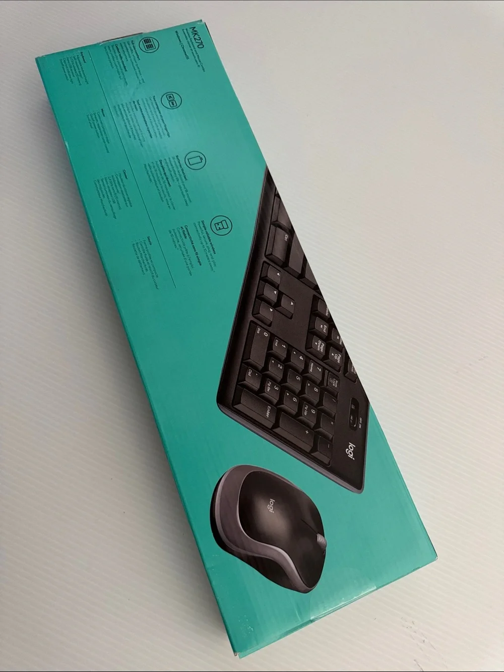Logitech MK270 Wireless Keyboard & Mouse Combo - Black on Teal Packaging